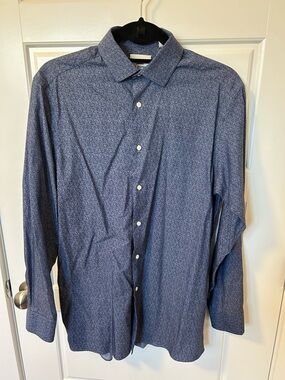 Ben Sherman Blue Tiny Floral Print Long-Sleeve Dress Shirt